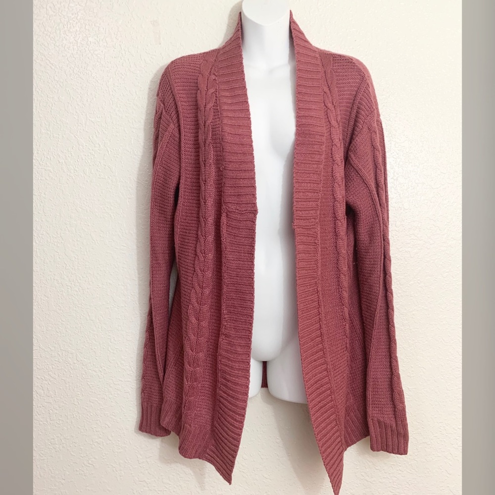 Evelyn Taylor Sweaters Mauve Knit Cardigan Size XL